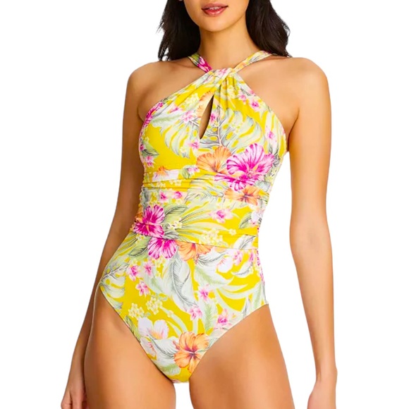 Bleu Rod Beattie Paradise High Neck Keyhole One Piece - Picture 2 of 12